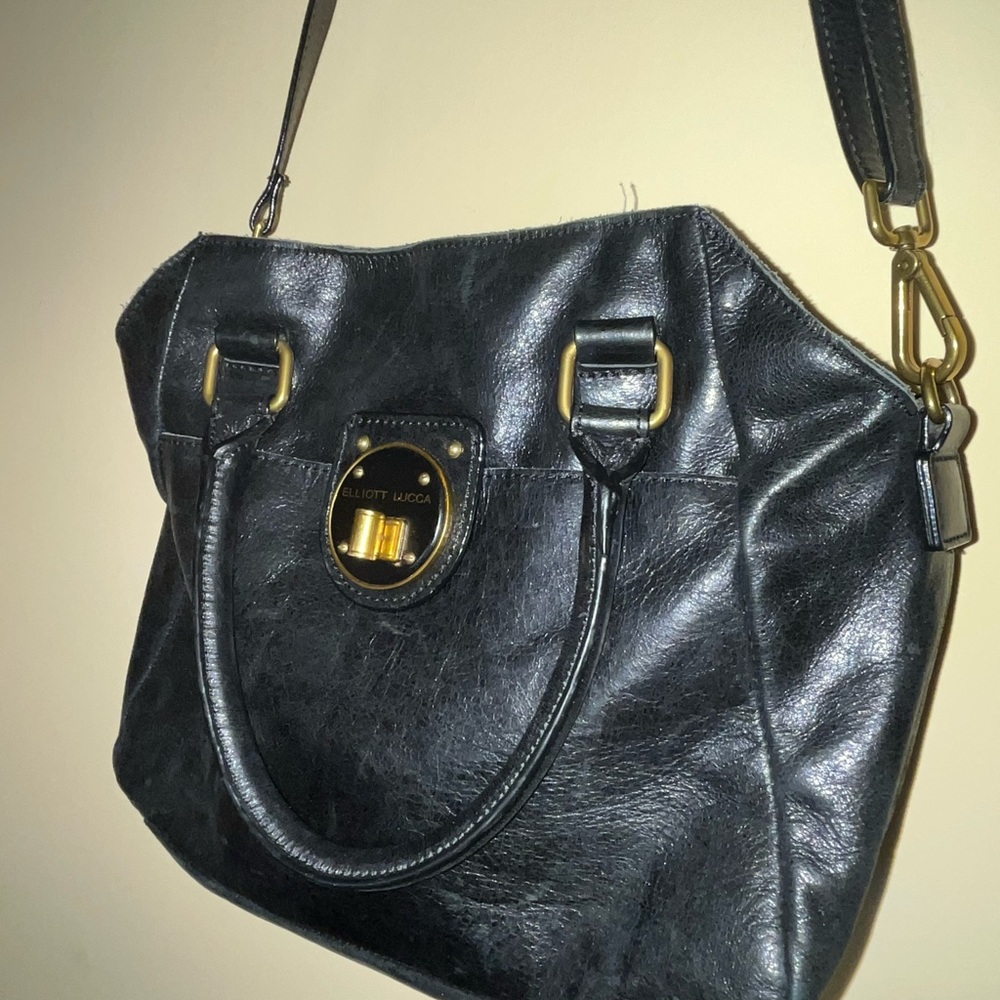 Elliott Lucca Black Leather Shoulder Bag